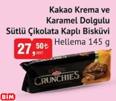 HELLEMA KAKAO KREMA VE KARAMEL DOLGULU SÜTLÜ ÇİKOLATA KAPLI BİSKÜVİ
